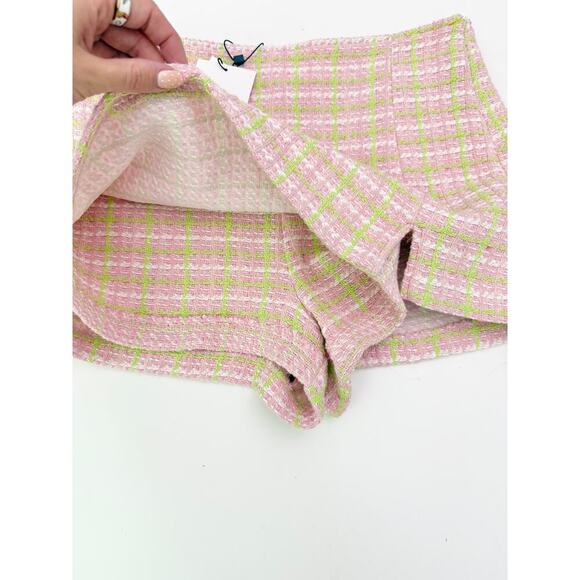 Zara tweed pink and green mini skort - size small - Picture 6 of 6